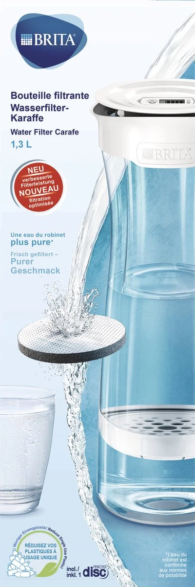 BRITA - Fill&Serve Waterfilterkaraf - 1,3L - Wit Grafiet - Inclusief 1 MicroDisc Waterfilter - Afbeelding 5