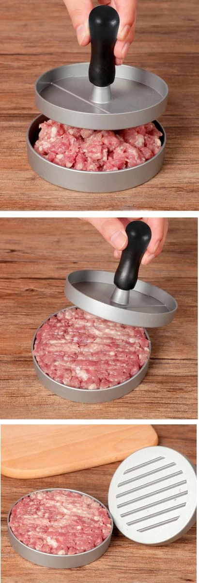 YUGN Hamburgerpers - Anti Aanbaklaag - RVS - BBQ Accessoires - Inclusief 50 Waxpapiertjes - Cadeau Tip - Afbeelding 2