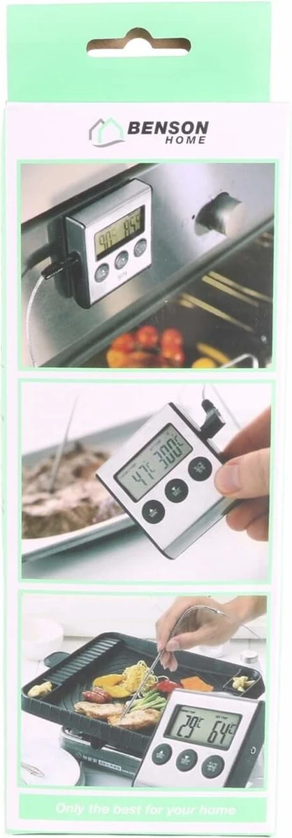 Benson Digitale Keukenthermometer - Vleesthermometer - Incl. Timer, Warmte Alarm En Batterij - Afbeelding 8