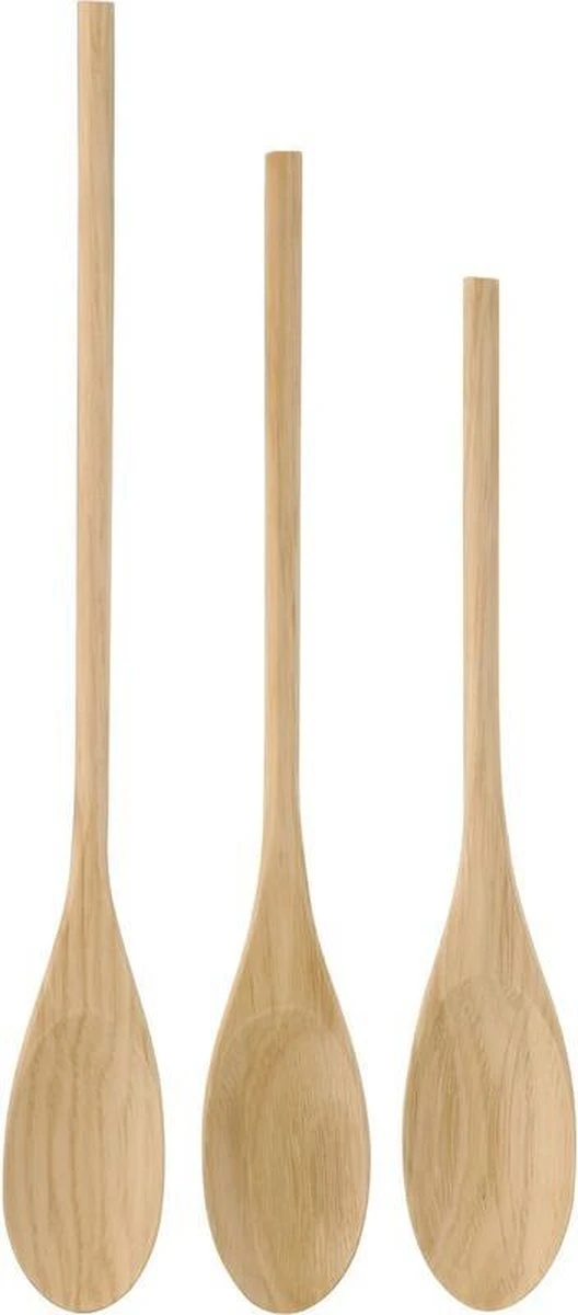 Merkloos 3x Houten Pollepels 3 Maten - Kookgerei Keuken Pollepel - Roerlepels
