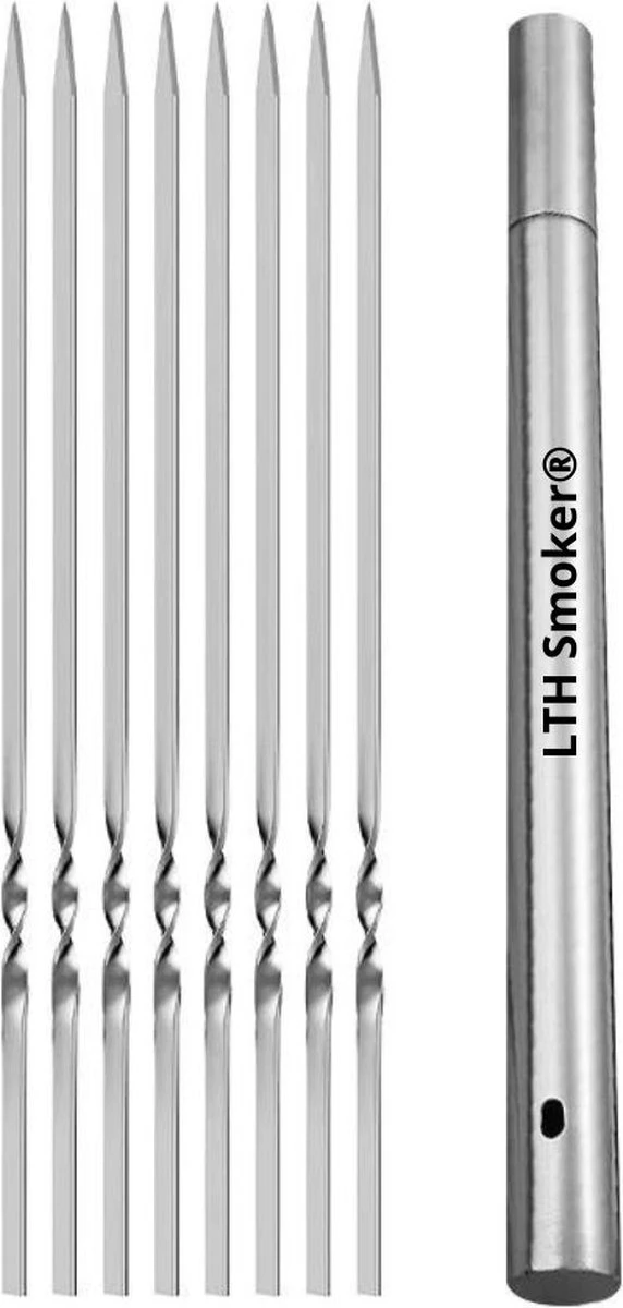 BBQ Spiezen Set 20 Stuks - Vlees Spiezen - Vlees Spiesen, Saté Stokjes - Saté Prikkers - Kebab Spiezen Barbecue Spiesen - Shashlick Met RVS Opberg Koker