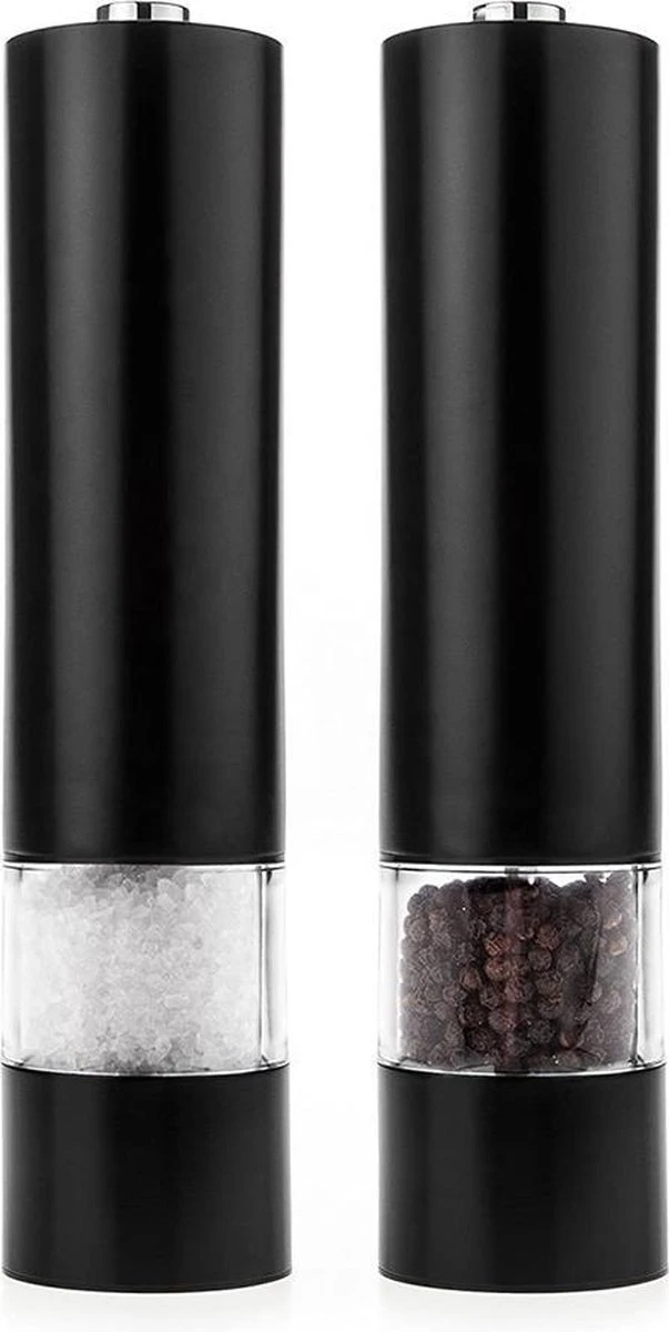 Allkinds Elektrische Peper En Zoutmolen Set - Peper En Zoutstel Elektrisch - Keukengerei - Batterij - Lichtgevend - RVS - Mat Zwart
