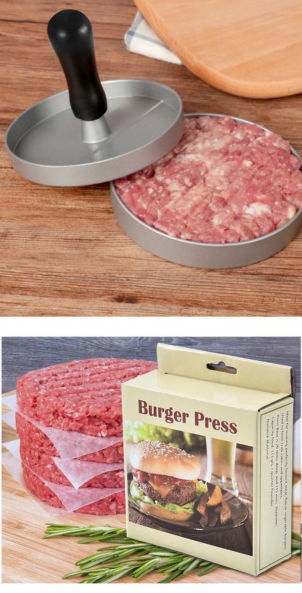 YUGN Hamburgerpers - Anti Aanbaklaag - RVS - BBQ Accessoires - Inclusief 50 Waxpapiertjes - Cadeau Tip - Afbeelding 4