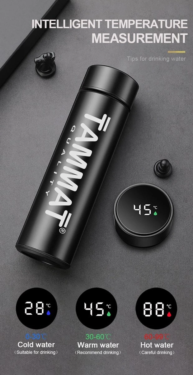 Slimme Thermosfles Met LCD Temperatuur Display - Curver Isolatiefles 0,5 Liter - Dubbelwandige Thermosfles - Thermosbeker - Isoleerfles - Thermoskan - Travel Mug - Bidon Drinkfles - Koffiebeker - Drinkflessen - RVS - Smart Thermos - Metaal - Afbeelding 7