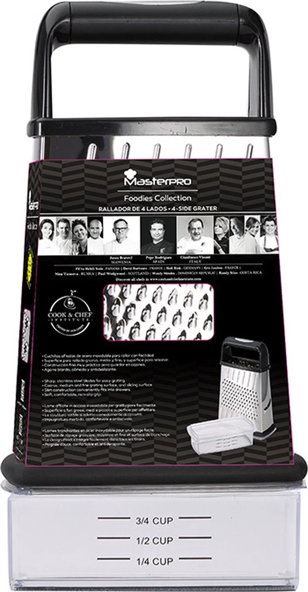 Masterpro Blokrasp Met Opvangbak - Zwart - Roestvrijstaal - Afbeelding 4