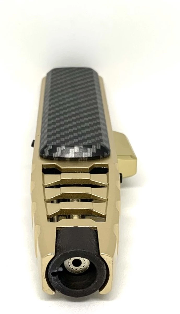 Labirent® - Turbo Torch - Gasbrander - Aansteker - Carbon Fiber/Goud - Windproof - Vervulbaar - Verstelbare Sterke Vlam (4/10cm) - Afbeelding 3
