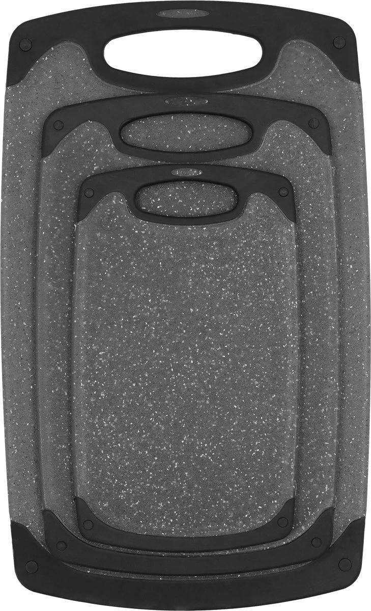 Krumble Snijplanken - Set Van 3 - Met Anti-slip Handvaten - 3-delig - Vaatwas Bestendig - Snijplankenset - 3 Formaten - Antraciet - Zwart - Kunststof - Afbeelding 2