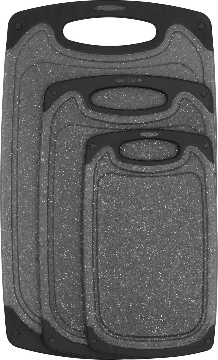 Krumble Snijplanken - Set Van 3 - Met Anti-slip Handvaten - 3-delig - Vaatwas Bestendig - Snijplankenset - 3 Formaten - Antraciet - Zwart - Kunststof - Afbeelding 7