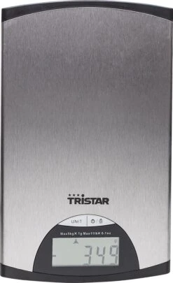Tristar KW-2435 Keukenweegschaal – 5 Kilogram – Weegschaal Keuken Digitaal - RVS