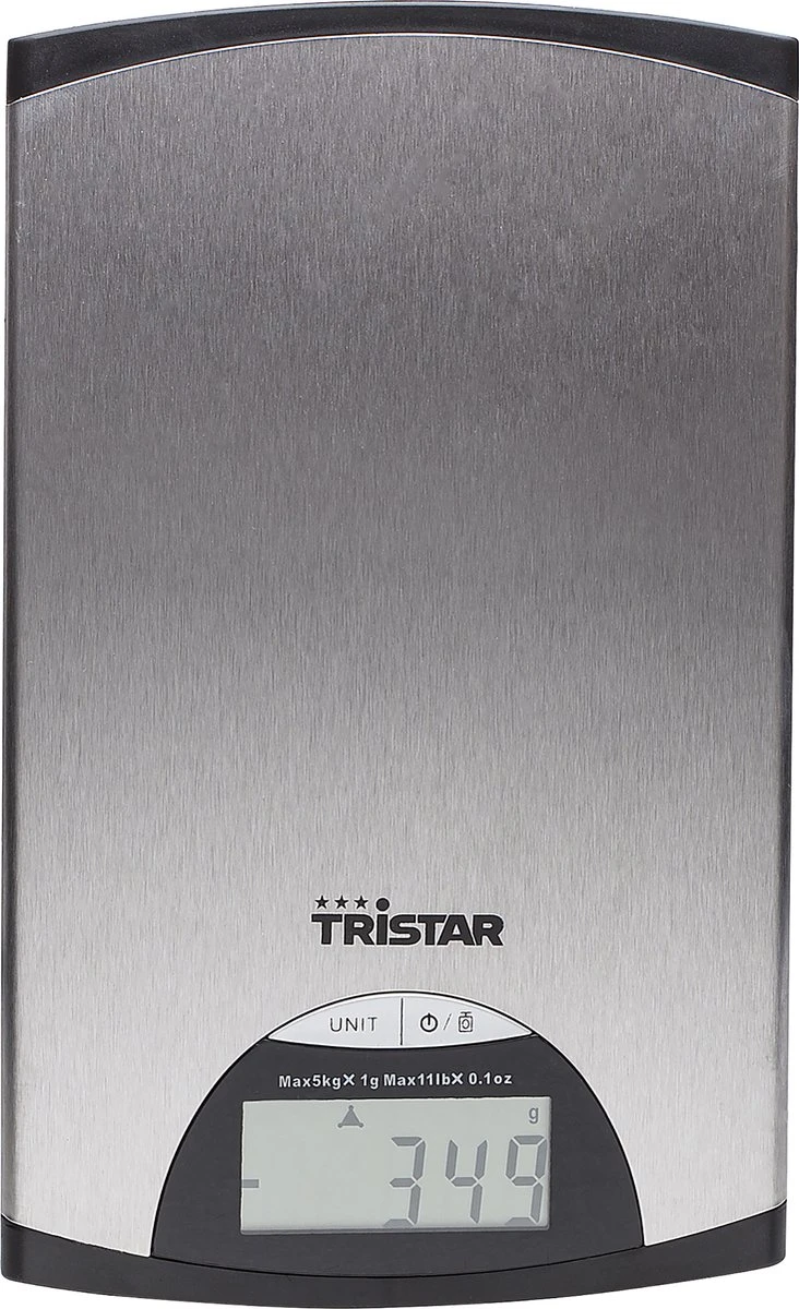 Tristar KW-2435 Keukenweegschaal – 5 Kilogram – Weegschaal Keuken Digitaal - RVS