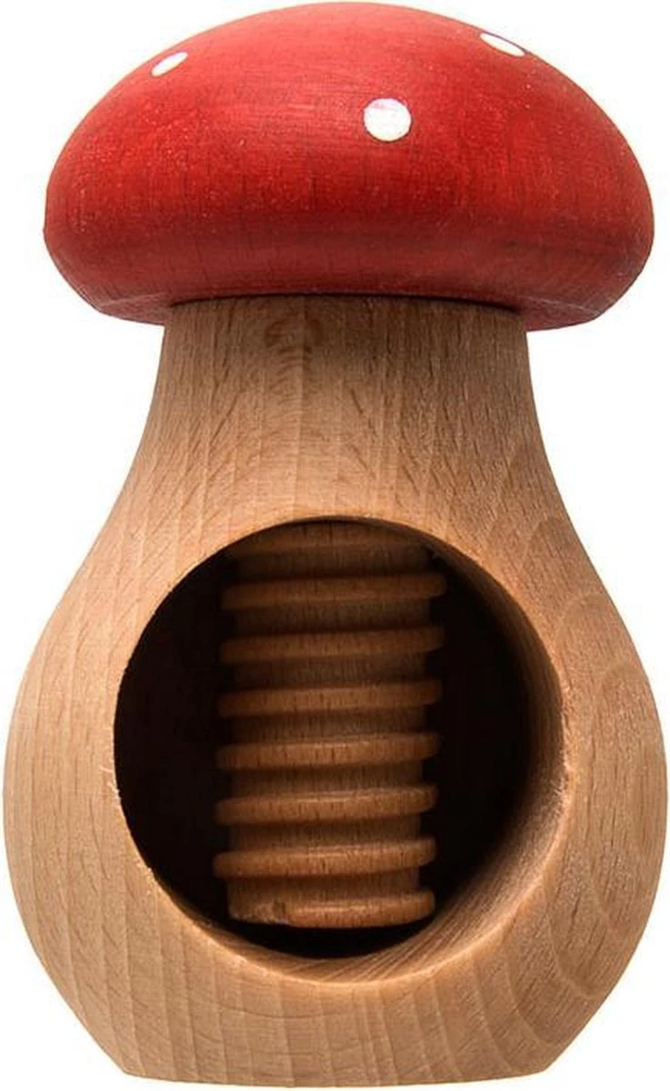 Uulki Houten Notenkraker "Paddenstoel" - In Europa Gemaakt Uit Europees Beukenhout (rood)