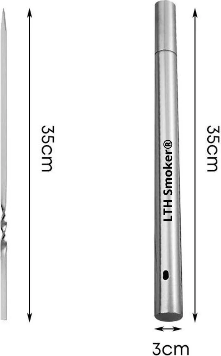 BBQ Spiezen Set 20 Stuks - Vlees Spiezen - Vlees Spiesen, Saté Stokjes - Saté Prikkers - Kebab Spiezen Barbecue Spiesen - Shashlick Met RVS Opberg Koker - Afbeelding 3