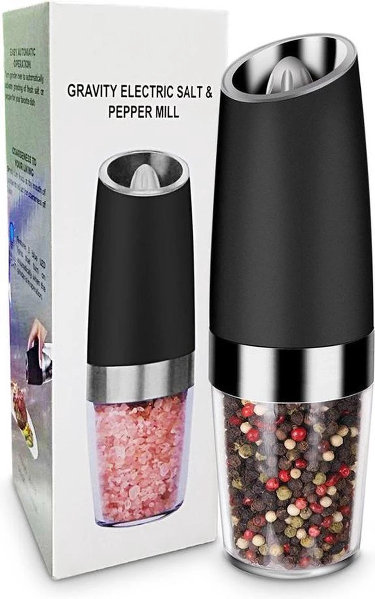 RSQUAD® - Elektrische Zout Pepermolen - 1x Automatische Peper Zoutmolen - Kruidenmolen - Met Blauw LED Licht - Zwart - Afbeelding 4