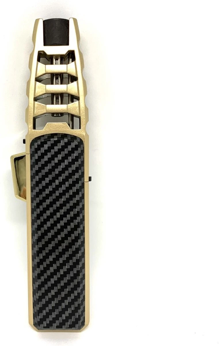 Labirent® - Turbo Torch - Gasbrander - Aansteker - Carbon Fiber/Goud - Windproof - Vervulbaar - Verstelbare Sterke Vlam (4/10cm) - Afbeelding 2