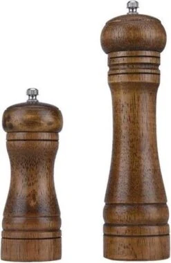Peper En Zoutmolen Set Van Donker Eiken Hout
