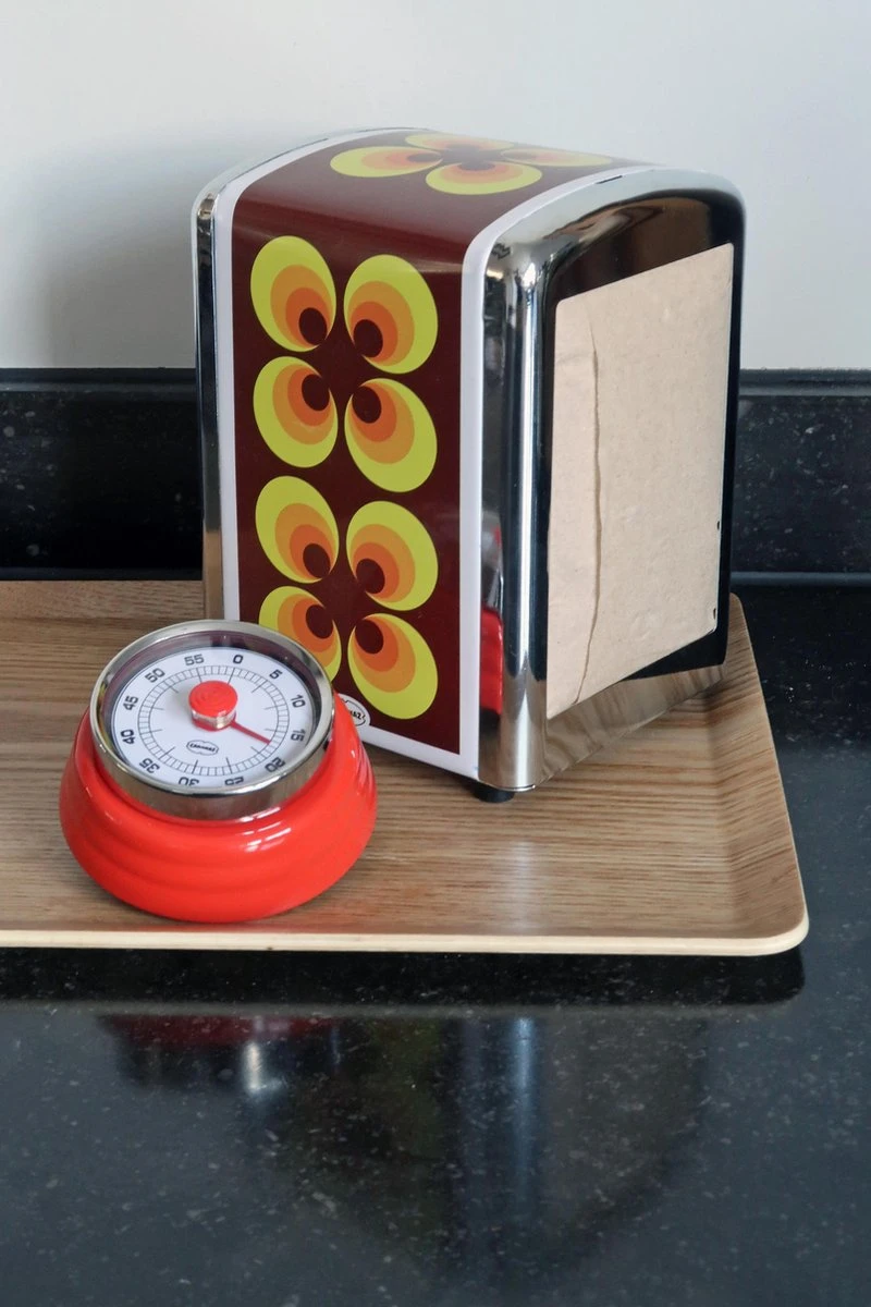 CABANAZ - Mechanische Kookwekker, Metaal Met Magneet, KITCHEN TIMER, Rood - Afbeelding 2