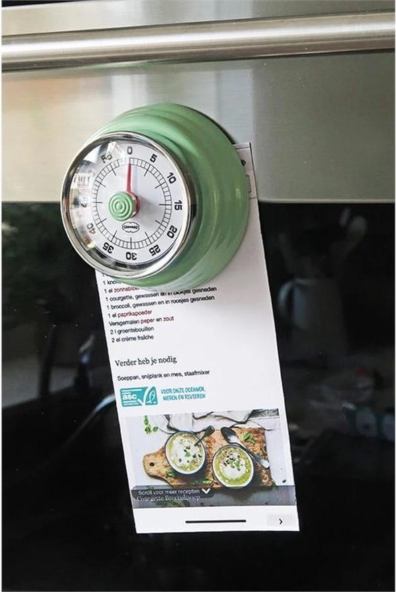 CABANAZ - Mechanische Kookwekker, Metaal Met Magneet, KITCHEN TIMER, Groen - Afbeelding 2