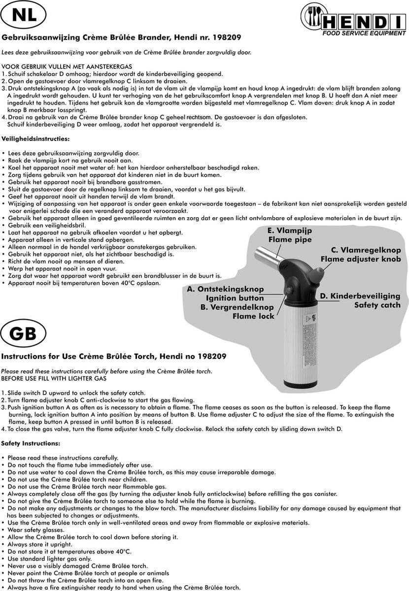 Hendi Crème-Brûlée Brander Professional - Afbeelding 3