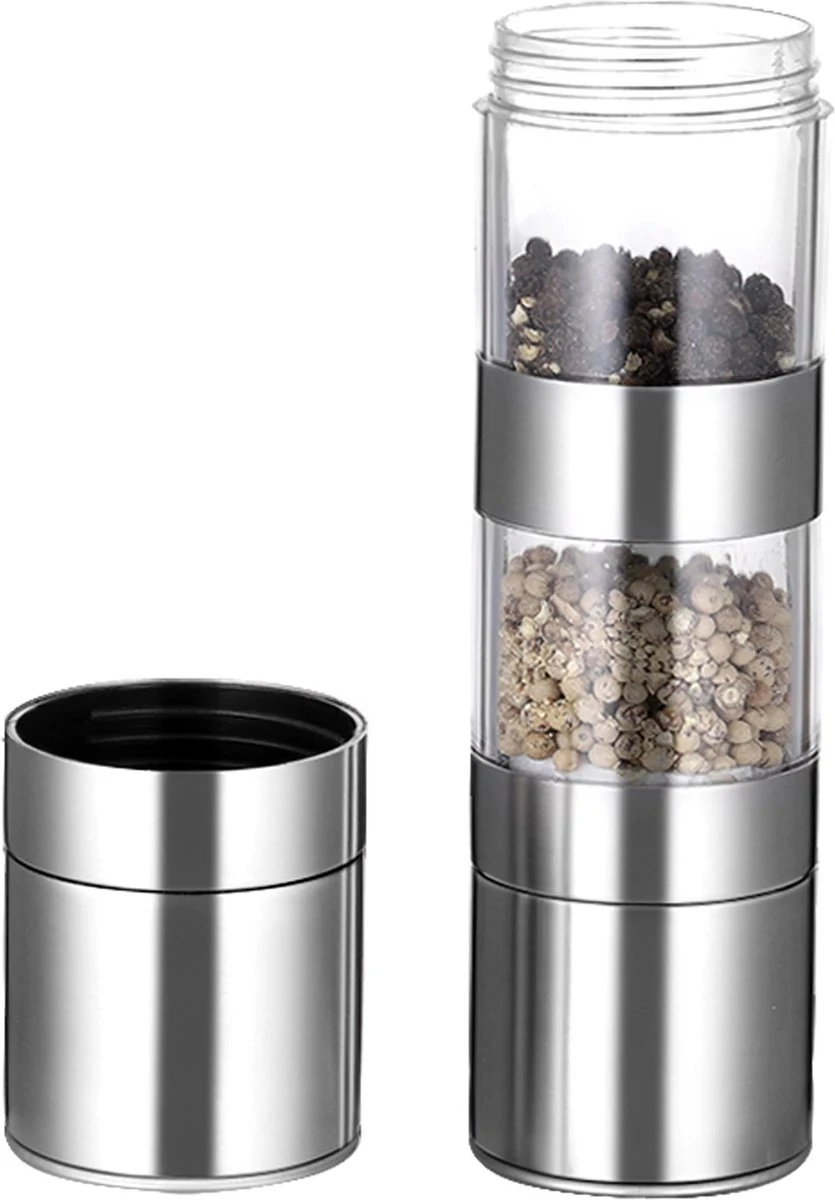 Merkloos Peper- En Zoutmolen- 2 In 1 - RVS - 22 X 5,2 Cm - Afbeelding 6