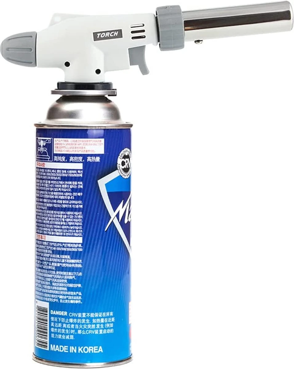 Gift Land® Crème-Brûlée Gasbrander -barbecue Starter - Soldeerbrander + 4 Butaan Gasflesjes - Voordeelverpakking - Afbeelding 4