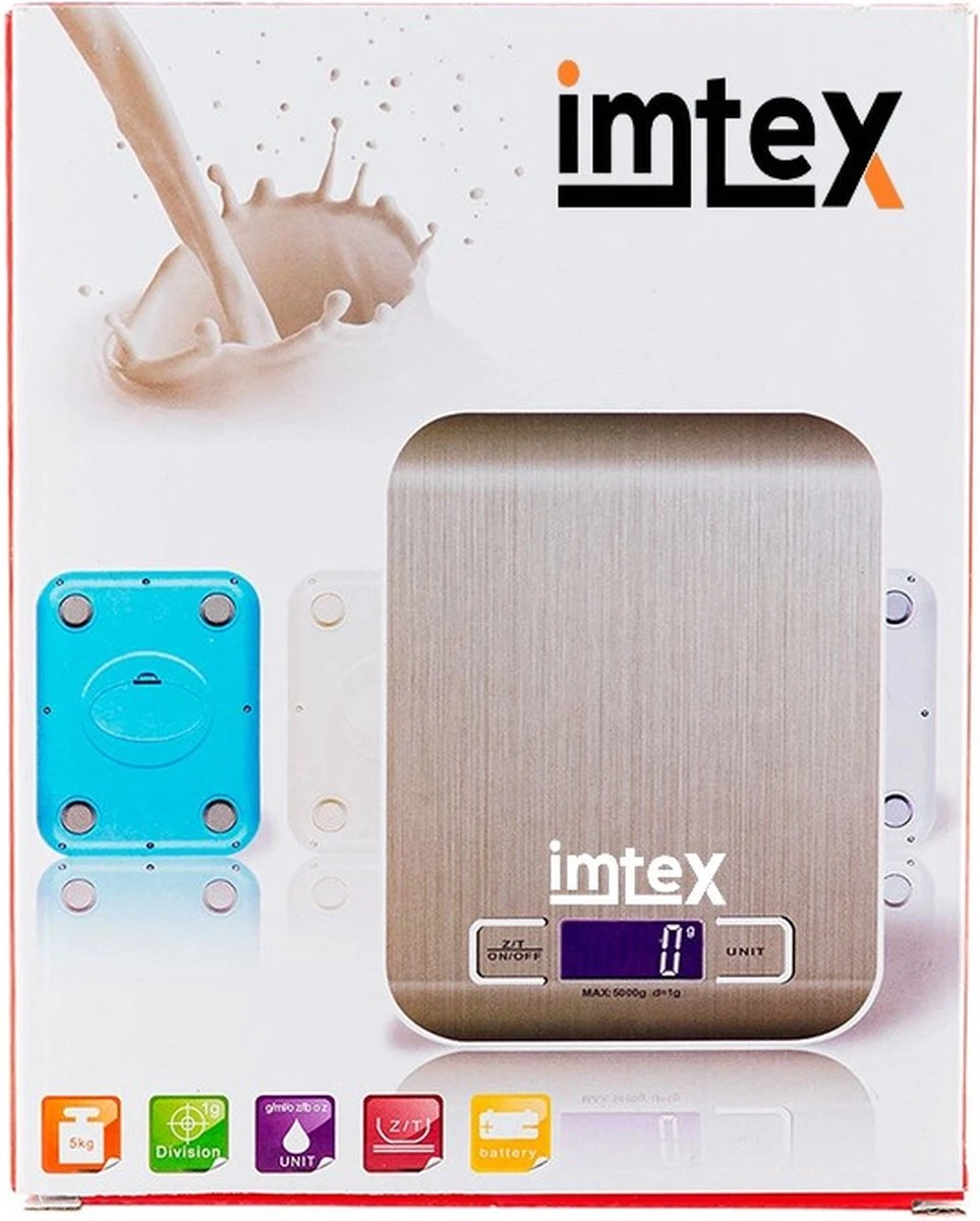 Imtex Digitale Precisie Keukenweegschaal - Tot 5000 Gram (5kg) - RVS Rosé - Afbeelding 7