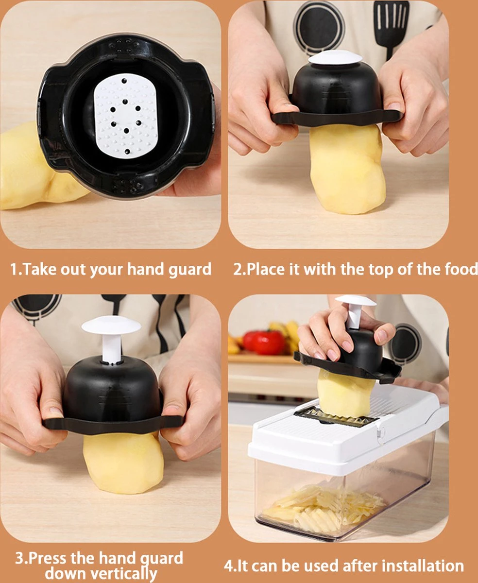 Groentesnijder - Mandoline - Keukenhulp - Stevig Materiaal - Raspen - Snijder - Dooierscheider - Alle Mogelijke Snij Opties - Vergiet - Grote Opvang Bak - Extra Uitgebreid - Handig Wisselsysteem - Afbeelding 2