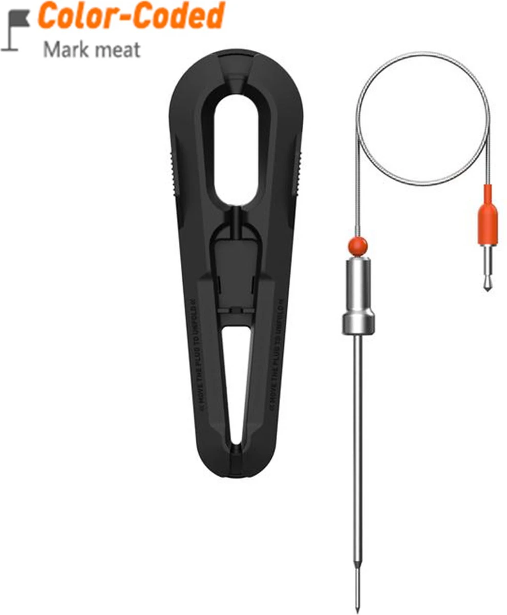 AidMax Vleesthermometer Met Optie Tot 6 Sondes – Bluetooth Met App – Digitale Kernthermomter – Thermometer Geschikt Voor BBQ, Oven & Grill – Incl. Batterijen - Geleverd Met 2 Sondes - Afbeelding 4