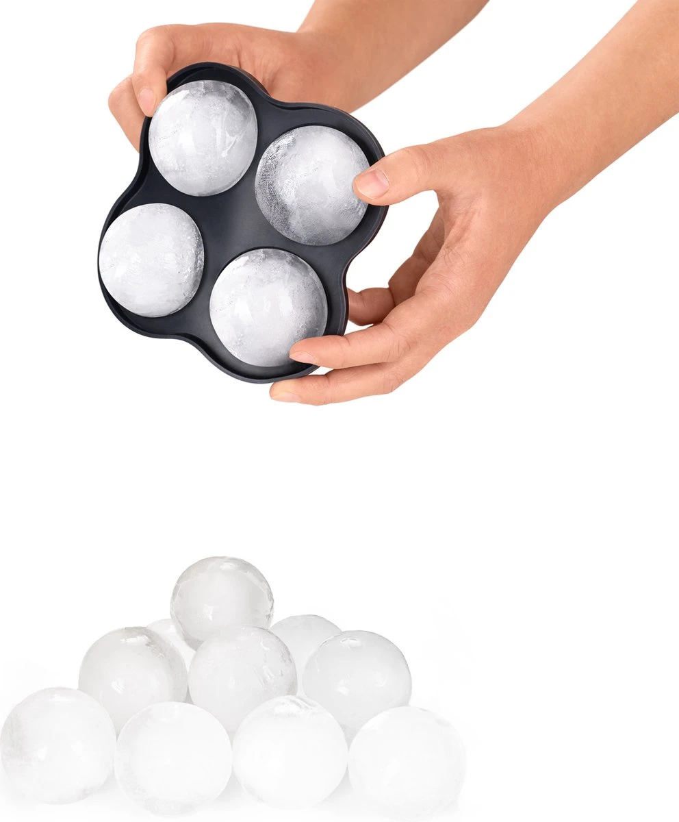 Blumtal Bollen IJsblokjesvorm - 2 X 4 IJsblokjes - Hoogwaardig Siliconen - 8 Stuks - 5 Cm - Grijs - Blauw / Lichtblauw - Afbeelding 2