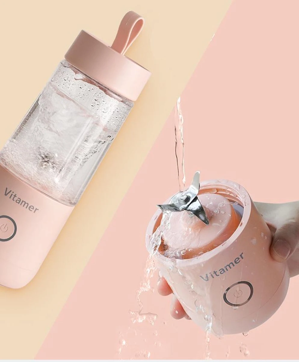 Merkloos Mini Blender - Smoothie Maker - Compact Blender - Draagbare Blender - Oplaadbare Mini Blender - Portable Blender - Draagbare Mini Blender - Lichtgewicht - Vitamer 4 Bladen - Fruit Juicer - Fruit Blender - Blender - Blender - Blenders - Keukenmachines - Afbeelding 2